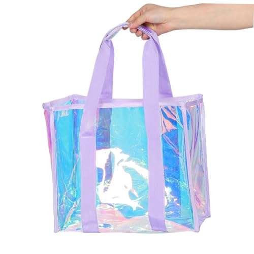 1set Large Capacity Beach Tote Hanging Pockets Iridescent Design for Travel Pool Outdoor Activities Spacious Women Bag4