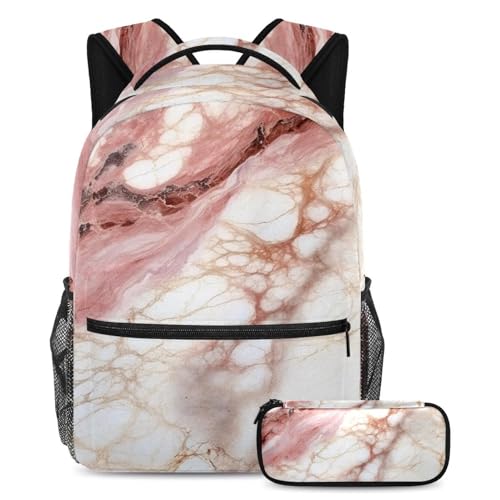 Sac à dos marbré 15" et sa trousse assortie pour une rentrée scolaire stylée et organisée