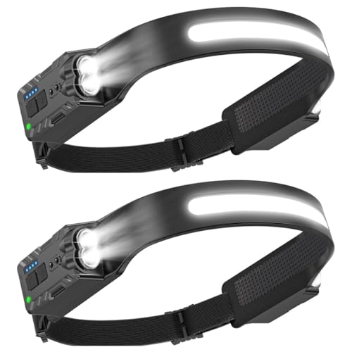 Linterna frontal recargable con sensor de movimiento y haz de luz continuo