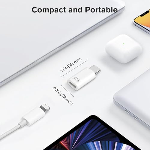 Image of ETZIN Lighting Female to USB C Male Audio Adapter for Phone 15 16 Pro Max Plus IPad Air McBook Galaxy Android Phones, Connector Support Audio & Microphone, Not for Charge & Data Transfer EPL-1518CC
