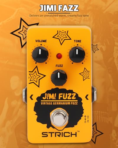 Image of STRICH Jimi Fuzz Guitar Pedal, Compact Electric Guitar Mini Fuzz, Classic Sound, Adjustable Vol /Tone /Gain Controls, True Bypass for Electric Guitar, Orange