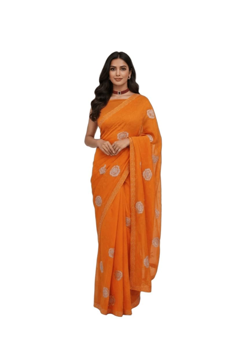 Women’s Elegant Floral Printed Georgette Saree with Blouse Piece-picture-46