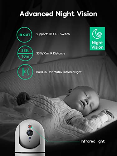 Winees Baby Monitor, 1080P Indoor Camera With Audio And Night Vision, Wifi Surveillance Camera Security Home Dog Pet Monitor With App, Motion Sensor Detection 2 Way Audio Wifi Alexa Camera #TOP3