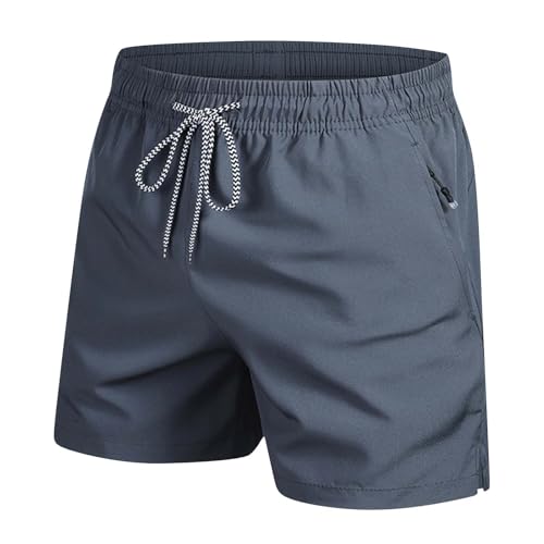 Running Shorts for Men 5 Inch with Zipper Pockets Elastic Waist Drawstring Quick Dry Gym Gifts Athletic Workout Active Wear Basketball Clothes Mens Fitness Exercise Pants 01# Dark Gray X-Large