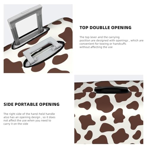 Brown And White Cow Skin Travel Luggage Cover Elastic Suitcase Protector Washable Baggage Covers For Trunk Case Fits 18-21 Inch Luggage4
