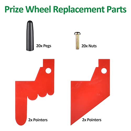 WinSpin Spinning Wheel Red Pointer, Pegs & Nuts Replacement Kit Prize Wheel Replacement Parts for Game Tradeshow Carnival, (20 Pegs, 20 Nuts and 4 Pointers) - Thumbnail 5