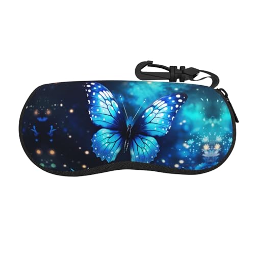 Funda para gafas de sol con estampado de jardín, funda de neopreno suave con cremallera para mujeres, niñas y hombres, Mariposa estrellada azul 1, One Size