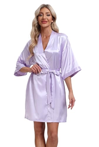 Image of Women's Pure Short Silky Robes Bridesmaid Bride Party Satin Robes Sleepwear