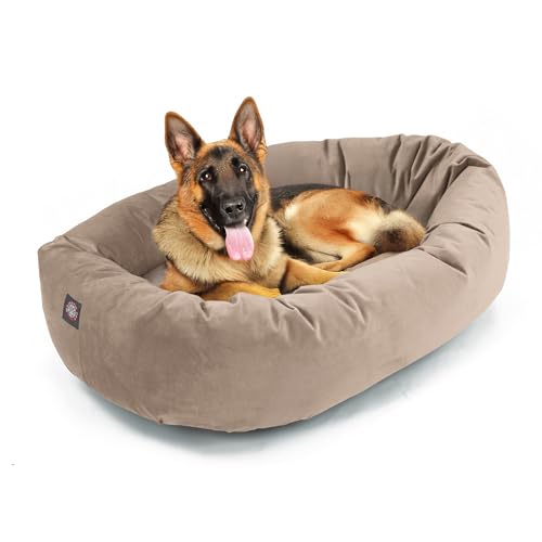 Image of Majestic Pet Villa 52 Inch Shredded Memory Foam Dog Bed for X-Large Sized Dog 52x35x11 Inch-Orthopedic Pet Bed with Removable Washable Cover-Washable X-Large Puppy Mat with Head Support-Pearl