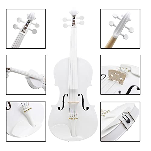 SEACHASER Violino Acústico Natural 4/4 Tamanho Completo com Arco Novo Cor Branca