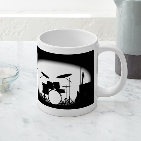 Taza mega rock banda 20 oz cerámica blanca miniatura 2