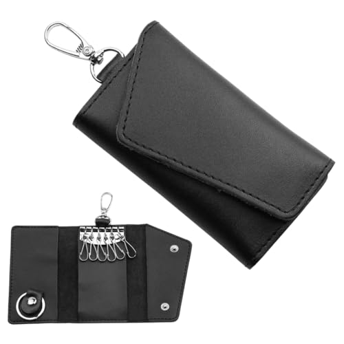 OQKAHIV 1 pcs Cartera de Cuero para Llavero - Estuche para Llaves para Hombres y Mujeres con Gancho de Metal, Llavero y Cierre a Presión, Bolsa Portátil para Llaves en Elegante Diseño de Cuero