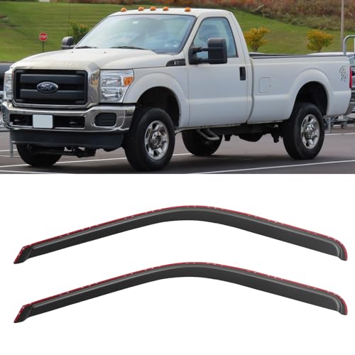 in-Channel Window Rain Guards Visors for 1999-2016 Ford F250 F350 F450 F550 Super Duty, Window Vent Wind Shades Deflectors Shield for 2000-2016 F650 F750 Standard Cab, 2PCS