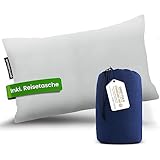geschwisterwerk Komprimierbares Reisekissen - Nackenstützkissen aus zerkleinertem Memoryschaum - passend für Bezüge 30x50cm - kleines Kissen für Reisen im Auto, Flugzeug, Camping, Hotel, Wandern