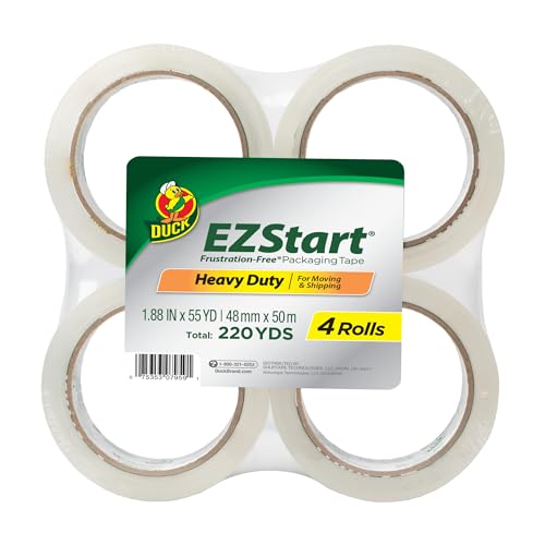 Image of Duck Brand EZ Start Packing Tape Refill, 4 Rolls, 1.88 Inch x 54.6 Yard, Clear (280068)