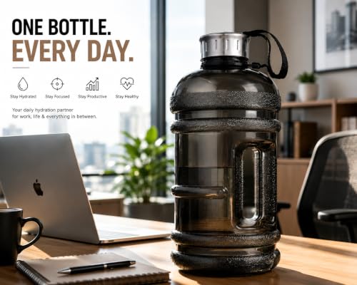 Image of AQUAFIT Sports Water Bottle With Portable Handel With BPA Free Material For Gym,Yoga And Sports Activity Color- (G Black, 2.2 Liter)
