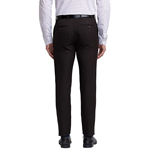 Image of Raymond Men's Polyester Blend Solid Pattern Slim Fit Flat Front Formal Trouser