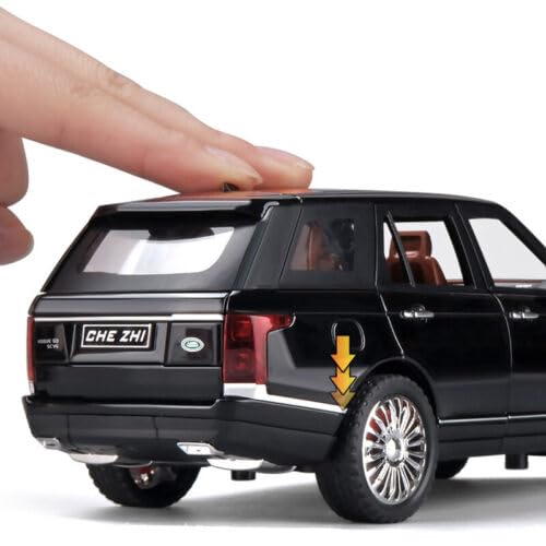 Image of 1:24 Land Rover Range Rover SUV Model Car Toy Collection Sound Light Kid Gift Alloy Metal Pull Back Toy car for Kids with Openable Doors & Light, Music Toy Vehicle for Kids (Black)