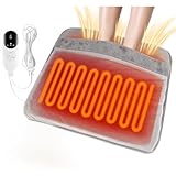 Electric Heated Foot Warmer for Feet, Double Sided Feet Warmer Foot Heating Pad with 6 Levels Temp and 3 Timers, Foot Warmers for Bed, Under Desk, Office, Birthday Christmas Gifts for Women Men(Grey)