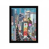 Impression artistique aux contours nets et aux couleurs vives. L'illustration humoristique Times Square de Carla Daly montre une vie urbaine détaillée en impression de qualité supérieure sur du papier solide.