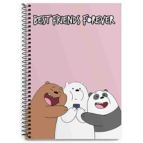 STARCANDY Cute Best Friends Forever Gift Diary A5 Size Wiro Bound Premium Printed Notebook (80GSM, 180 Ruled Pages, Pink)