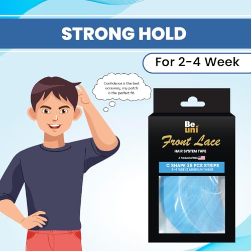 Image of Front Lace tape 36pcs No Shine Wig Tape for Men & Women | Strong Hold 3-4 Weeks | Waterproof Wig Tape for Men | Transparent Hair Patch Tape | Front Hair Patch Adhesive | Pack of (1)