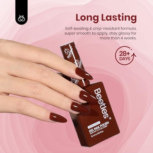 Image of Beetles Fall Gel Polish Set - Emotional Symphony 6 Colors 15ml Full Size Hema-Free Burgundy Purple Brown Colors Gel, Soak Off Uv Led Lamp Nail Art Kit Salon Colorful Bottle Manicure Gifts for Women