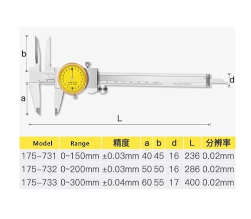 Calibrador Vernier con carátula 150mm acero inoxidable miniatura 3