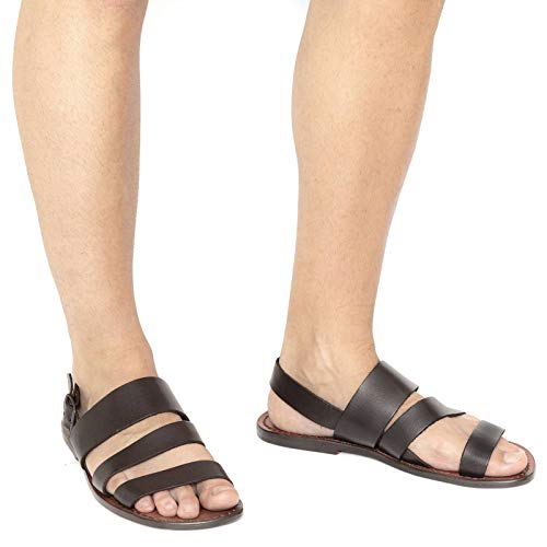 Brown Leather Sandals Handmade in Italy for Men's2