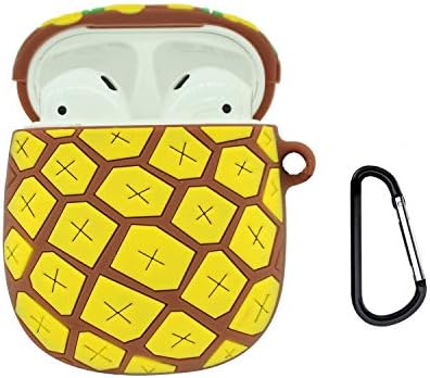 Awin Case for Airpods Case,AirPods 2 Case,Airpods Accessories,Airpods Skin,3D Cute Cartoon Pineapple Silicone Girls Kids Protective Case Compatible for Airpods 1 & 2 Charging Case (Pineapple)