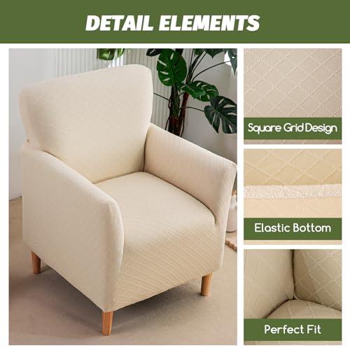 FUANGUI Banquet Armchair Slipcover Chair Covers with Arms Stretch Club Chair Slipcover Soft Armchair Sofa Covers Anti-Slip Furniture Protector for Dogs Pets Home Living Room Decor - Image 3