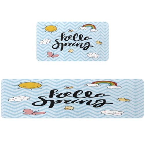 Tapis de cuisine Hello Spring antidérapant lot de 2 grand format