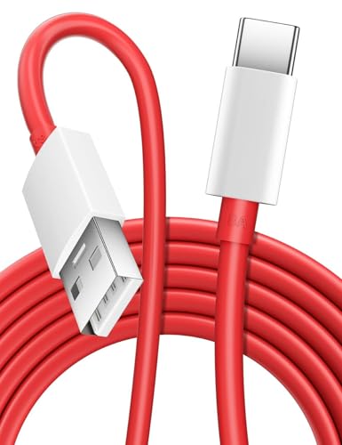 Image of Type C Cable Fast Charging - 65W | Warp /Dash Charge Compatible with All OnePlus & Type C Devices | USB A to Type C Cable | Fast Data Sync & Smart Protection Chip for Safe Power Control - Red