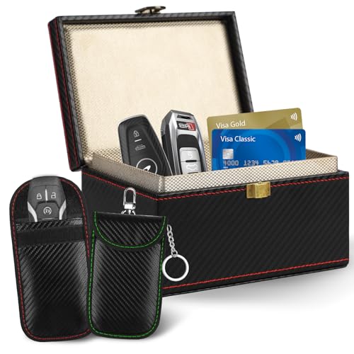 Punwocy Faraday Box for Car Keys with 2 Faraday Bags Signal Blocking