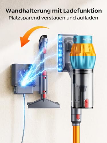 SMOTURE Akku Staubsauger 55.000 Pa, 2 Akkus bis zu 130 Min., faltbarer kabelloser Staubsauger mit 1,5 m flexiblem Schlauch, Duftfunktion… – Ansicht 6