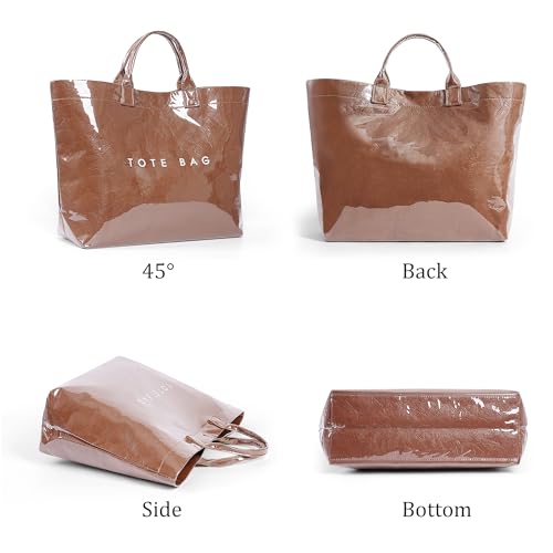 Image of Lushandy PVC Tote Bag for Women Jelly Beach Bag Top Handle Hobo Handbag | Water-Resistant, Wipe Clean, Lightweight