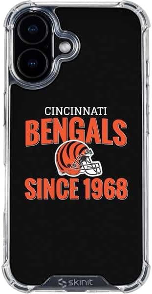 Skinit Clear Phone Case Compatible with iPhone 16 - Officially Licensed NFL Cincinnati Bengals Helmet Design
