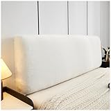 W WWEENUO Velvet Bed Headboard Cover for Queen Cal King Size Stretch Headboard Slipcover, Thicken Bed Head Cover Dustproof Headboard Protector for Bedroom Décor (White, 2m/78.7in)