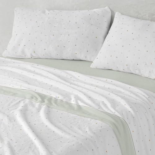 Burrito Blanco | Sábanas de Coralina | Cama de 90cm. (+Medidas Disponibles) | Diseño 997 | Color Menta (90x190/200cm.)