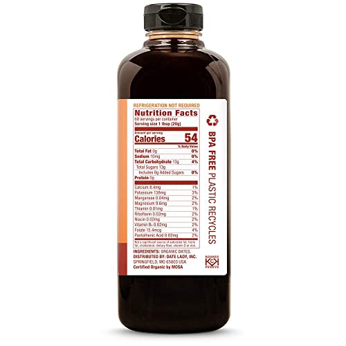 Date Lady Date Syrup 3 Lb Squeeze Bottle | 1 Ingredient: 100% Organic Dates. Vegan, Paleo, Gluten-Free & Kosher | Also Known As Silan, Date Honey And Date Nectar | Sugar Substitute #TOP1