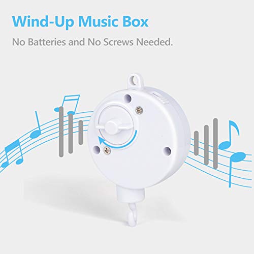 Baby Musical Crib Mobile Toys With Rotation, Raccon Clouds And Stars Sooth Pendant Toy,Wind-Up Music Box Design,Nursery Decoration Gift For Newborn Boys And Girls #TOP3