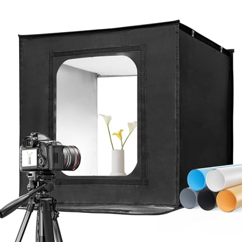 EMART Light Box Fotografia 50 x 50 cm, Dimmerabile Photo Tenda con 5 Prodotti Fondali & 3 Colori...