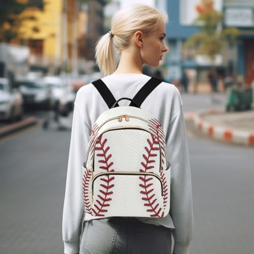 Image of ALAZA Baseball Red Lace Women Backpack Purse Ladies Fashion Shoulder Bag Daypack Travel Bag 10L