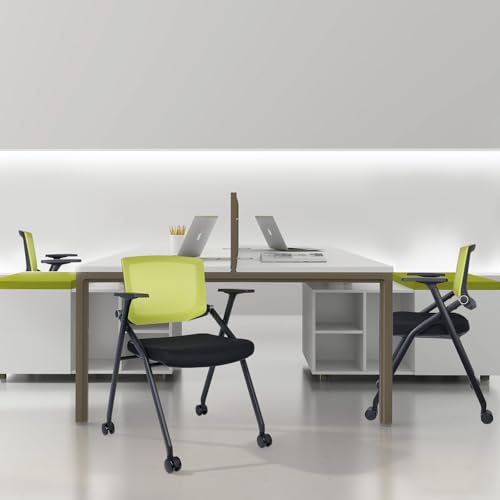 BROBRIYO Upgraded Folding Chair with Wheels and Padded, Ergonomic Mesh Back and Arms for Office, Meetings, Conferences, Receptions, Training Rooms & Folding Office Chairs by BROBRIYO - Image 9