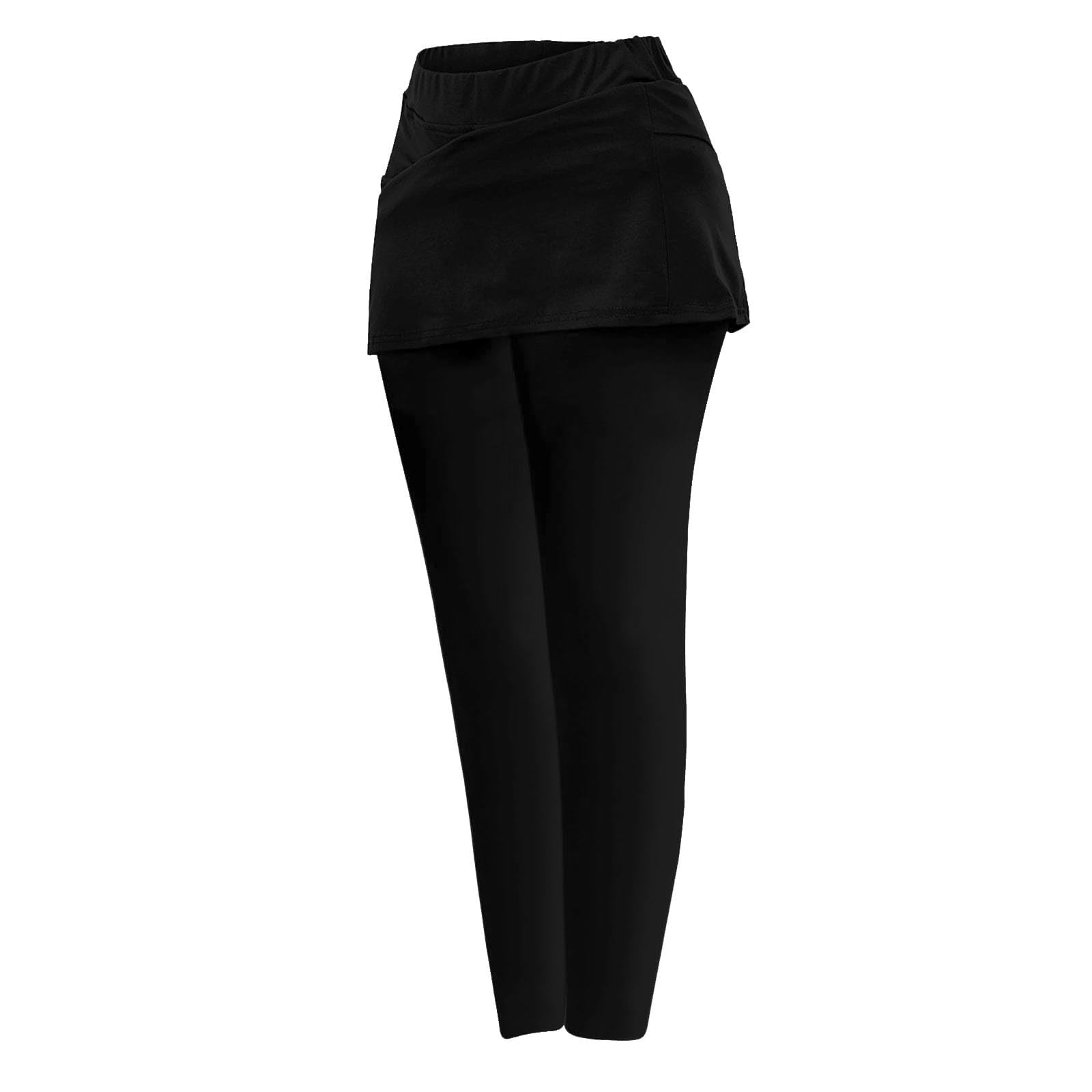 Damen Sport Leggings Mit Rock, Sportrock Damen Mit Hose, 2 In 1 Tennisrock Rock Mit Hose Lange Sporthose Trainingshose Radlerhose Langlaufhose Sportleggings Für Damen Lang