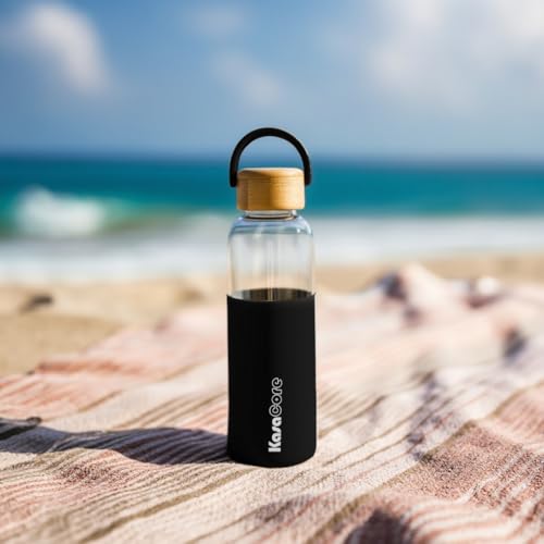 Image of Premium 500ml Borosilicate Glass Water Bottle | Protective Silicone Sleeve & Bamboo Lid | BPA-Free Construction | Leak-Proof Cap | Perfect for Office, Yoga, Travel | Everyday Hydration