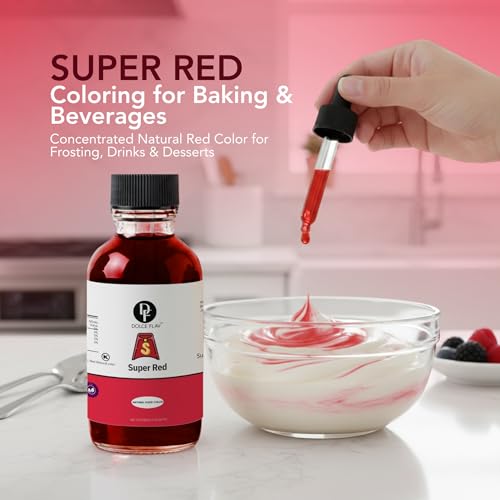 Image of Dolce Flav Natural Super Red Food Coloring - Water-Soluble, Plant-Based, Vibrant Red Color for Baking, Drinks, Frosting, Jams & More - Easy Mix, Concentrated Formula (0.5-2% Use Rate)