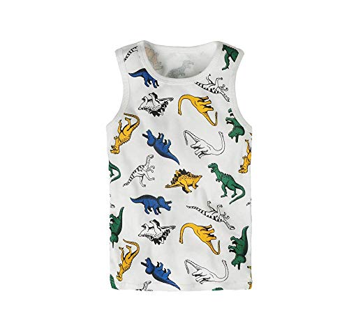 HUAER& Toddler Boys' 2-3 Pack Tank Tops Undershirt (Yellow Dinosaur, 2T)