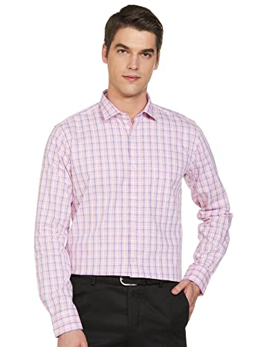 Image of Park Avenue Men's Pure Cotton Checks Pattern Slim Fit Semi Cutaway Collar Full Sleeve Formal Shirt