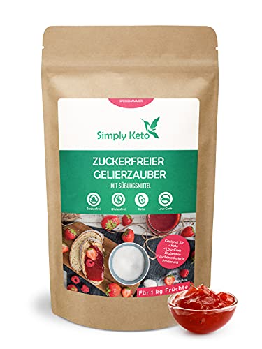 Simply Keto Gelierzauber 230g - Erythrit Gelierzucker ohne Zucker - Zur Zubereitung von Lower Carb* & Keto Marmelade - Für 1kg Früchte - Gesüßt mit Erythrit & Stevia - Vegan & Ohne Zuckerzusatz